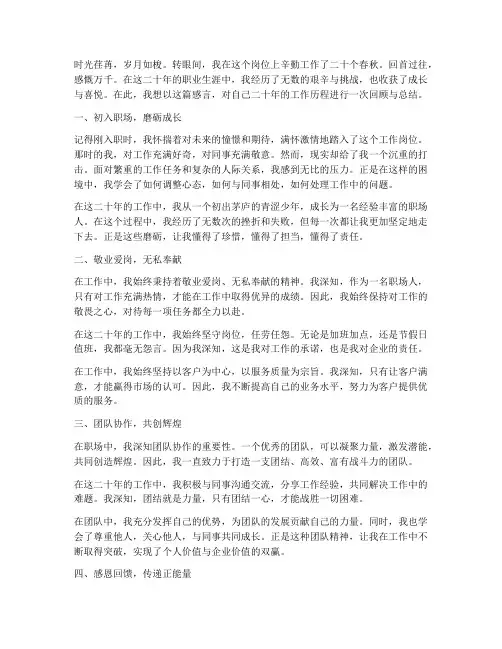 辛勤工作二十载感言