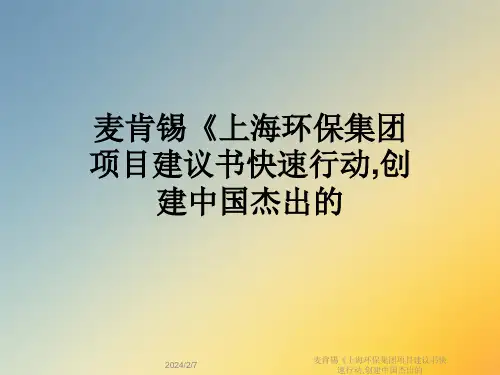 麦肯锡《上海环保集团项目建议书快速行动-创建中国杰出的