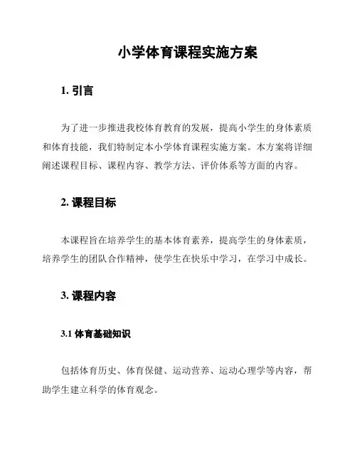小学体育课程实施方案