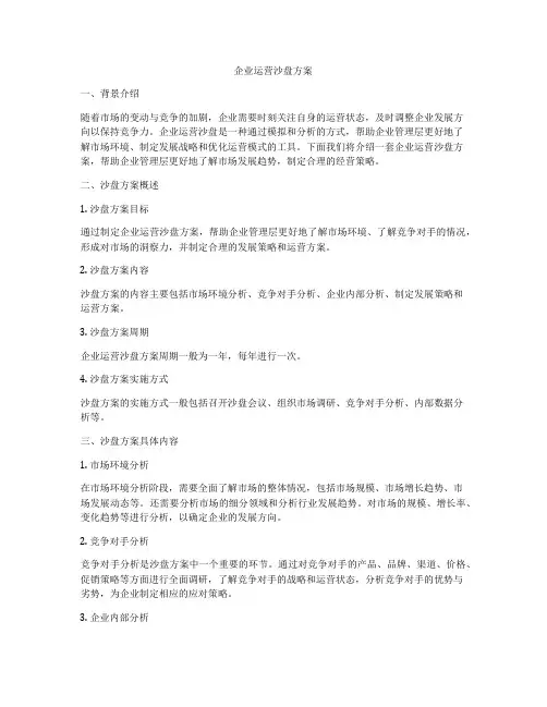企业运营沙盘方案