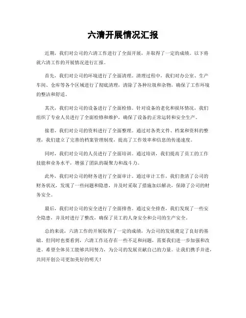六清开展情况汇报
