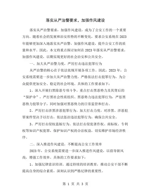 落实从严治警要求,加强作风建设
