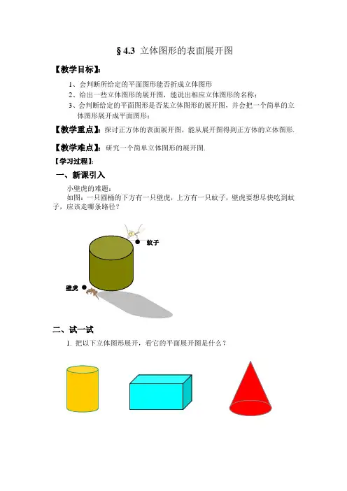 初中数学《立体图形的表面展开图》教案