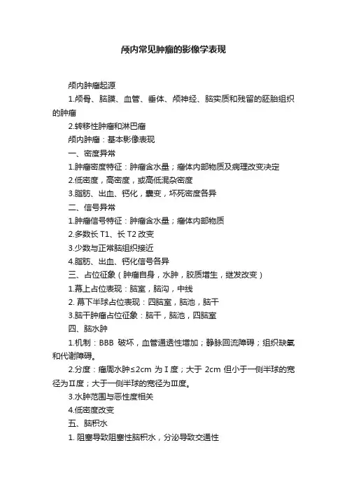 颅内常见肿瘤的影像学表现