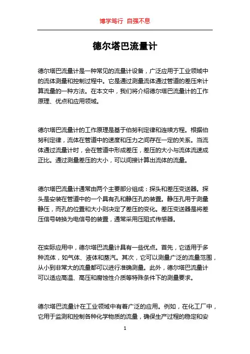 德尔塔巴流量计