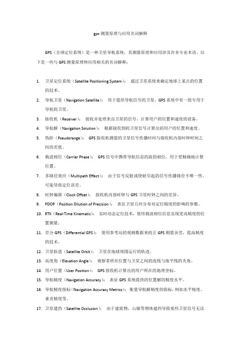 gps测量原理与应用名词解释