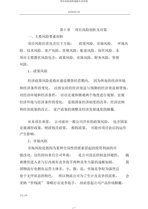 项目风险分析地报告及对策