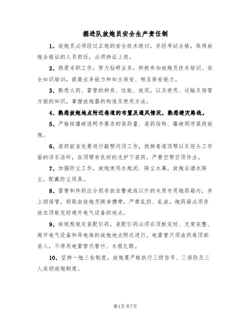 掘进队放炮员安全生产责任制（5篇）