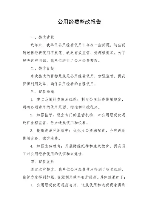 公用经费整改报告