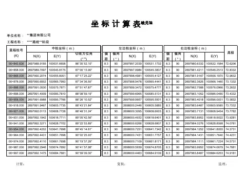坐标计算表格(1)
