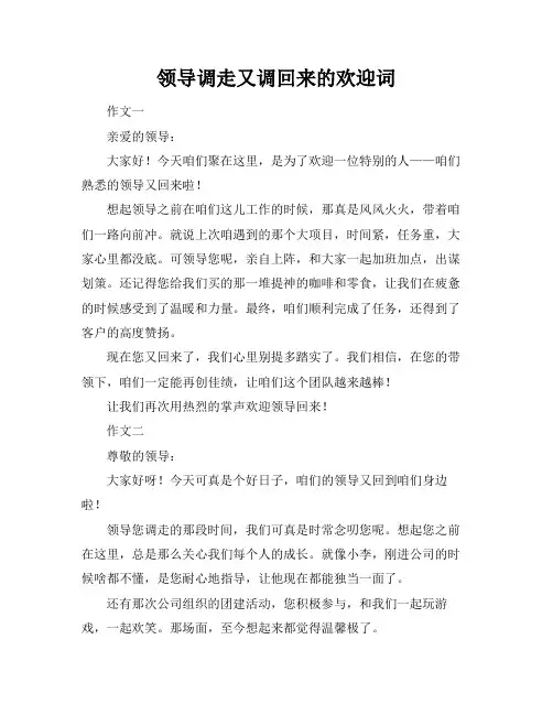 领导调走又调回来的欢迎词