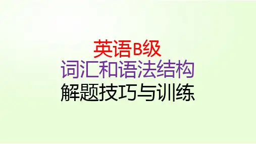 英语B级词汇和语法结构解题技巧与训练