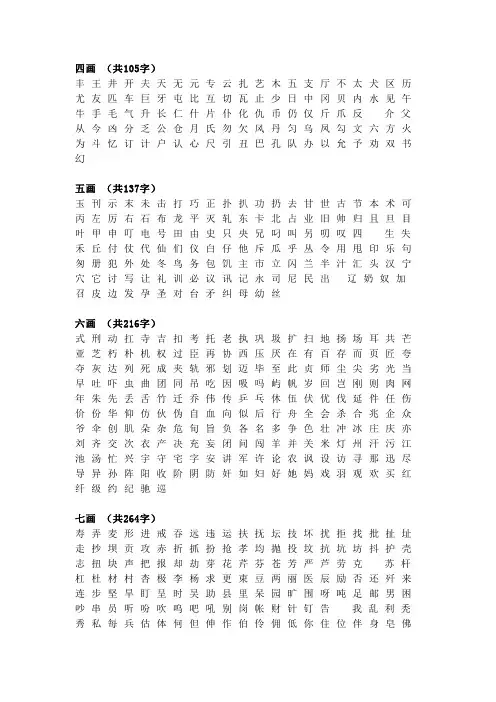 2500个常用汉字
