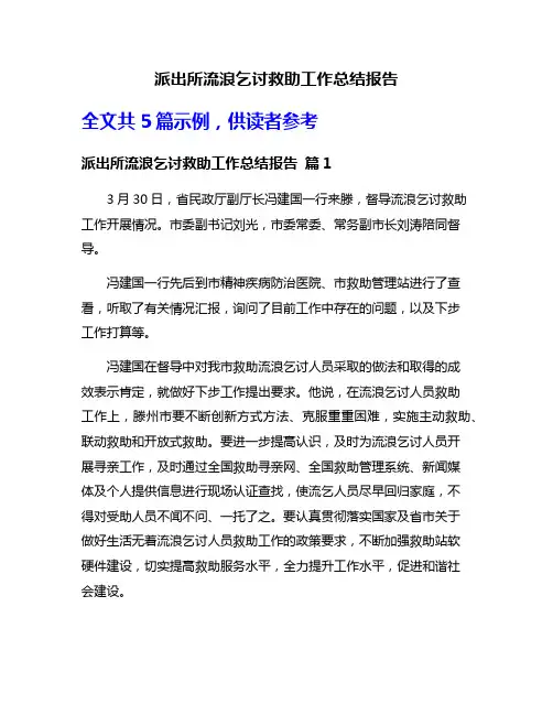 派出所流浪乞讨救助工作总结报告