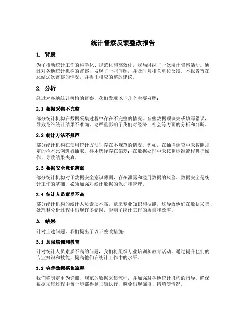 统计督察反馈整改报告