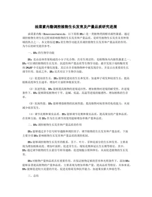 油菜素内酯调控植物生长发育及产量品质研究进展