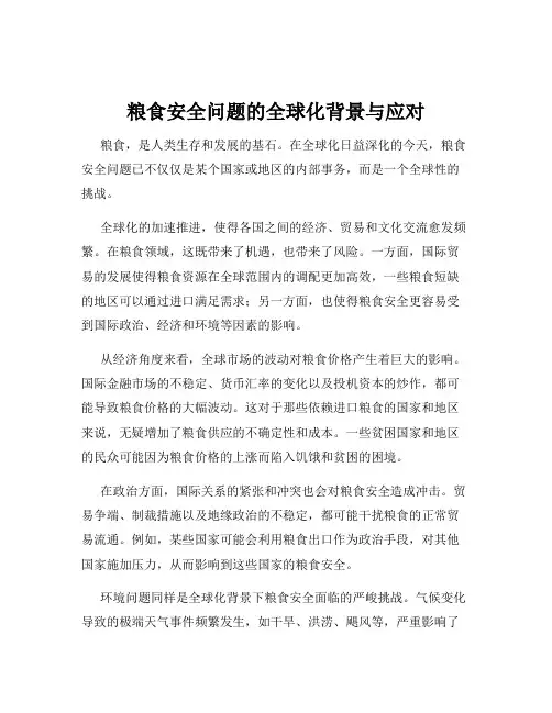 粮食安全问题的全球化背景与应对