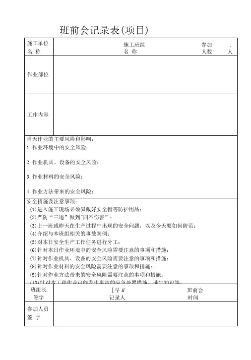 班前会记录表