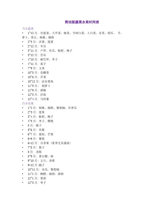 各个季节水果清单