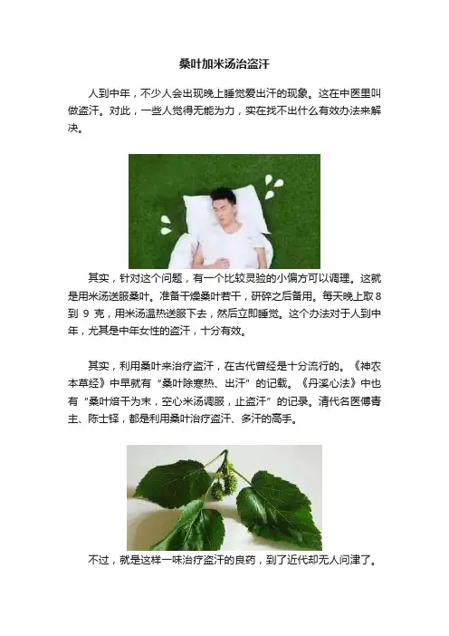 桑叶加米汤治盗汗