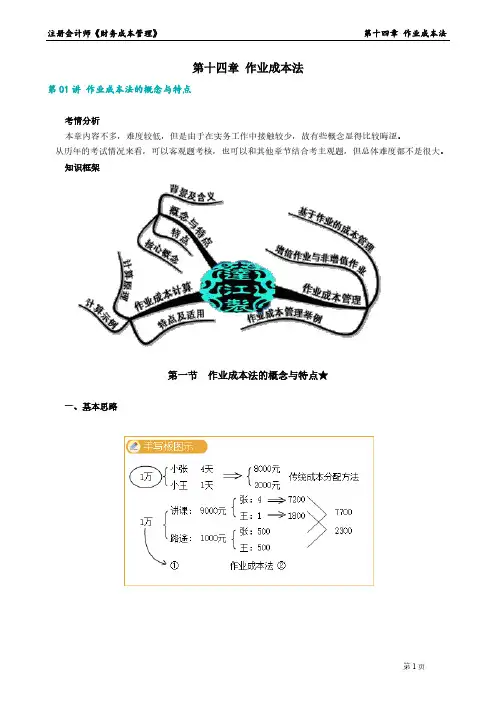 2023年注册会计师《财务成本管理》 第十四章 作业成本法
