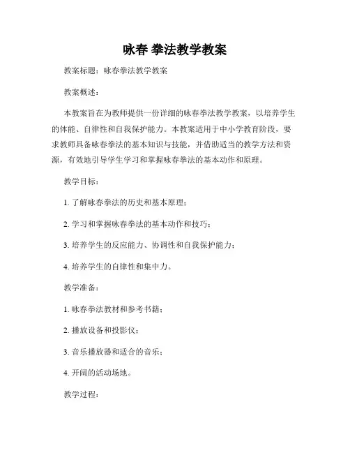 咏春 拳法教学教案
