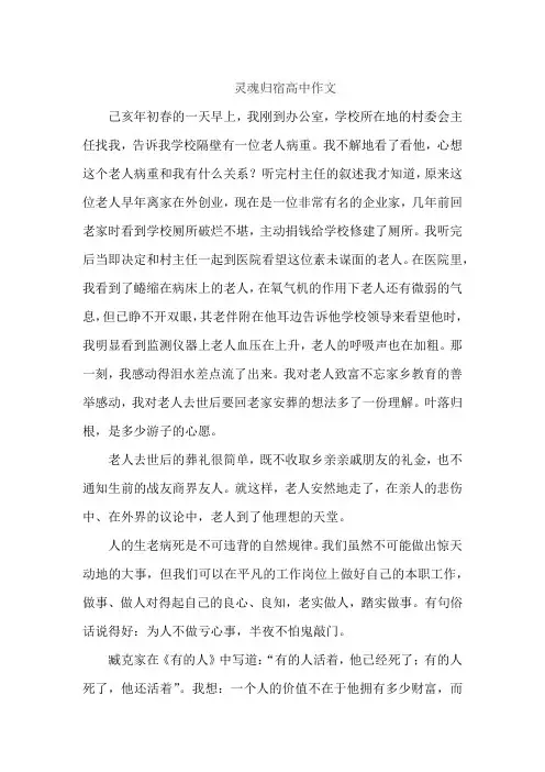 灵魂归宿高中作文