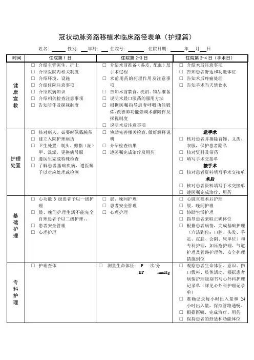 房间隔缺损临床路径表单