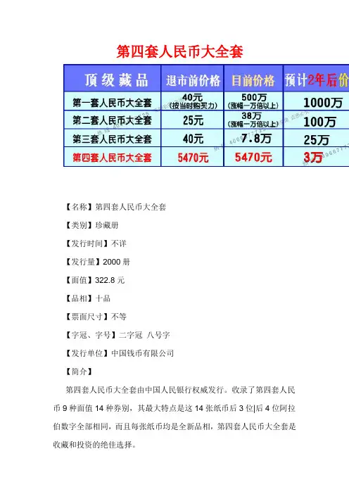 第四套人民币大全套