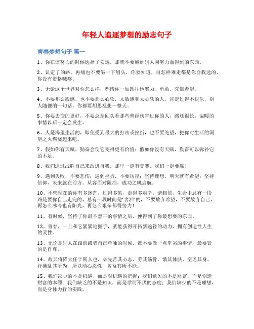 年轻人追逐梦想的励志句子