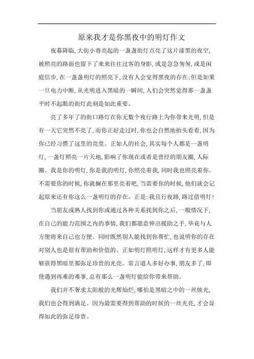 原来 我才是你黑夜中的明灯作文