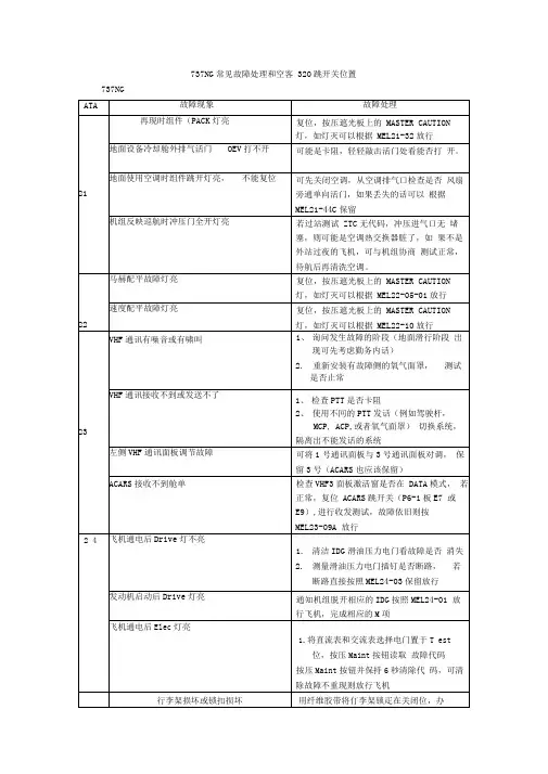 737NG常见故障处理和空客320跳开关位置