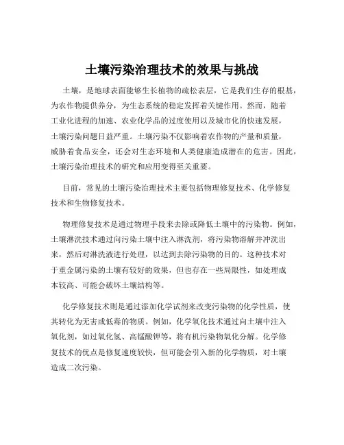 土壤污染治理技术的效果与挑战