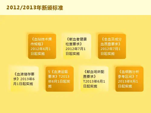 血液管理相关标准的学习