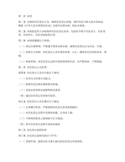 信托登记质量管理制度范本