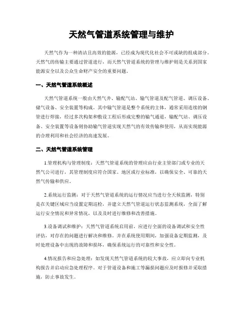 天然气管道系统管理与维护