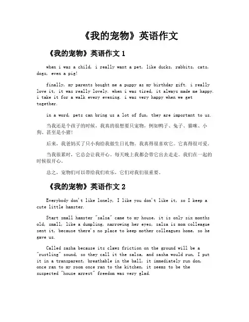 《我的宠物》英语作文