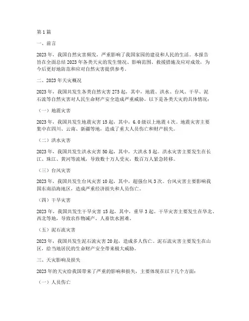 今年的天灾总结报告范文(3篇)