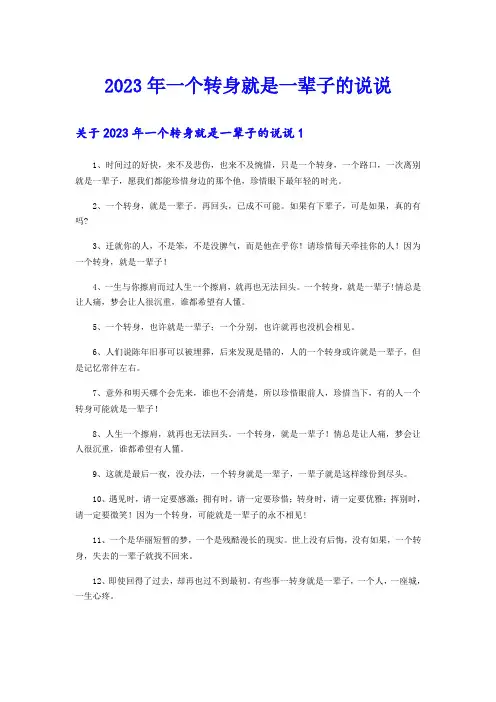 2023年一个转身就是一辈子的说说