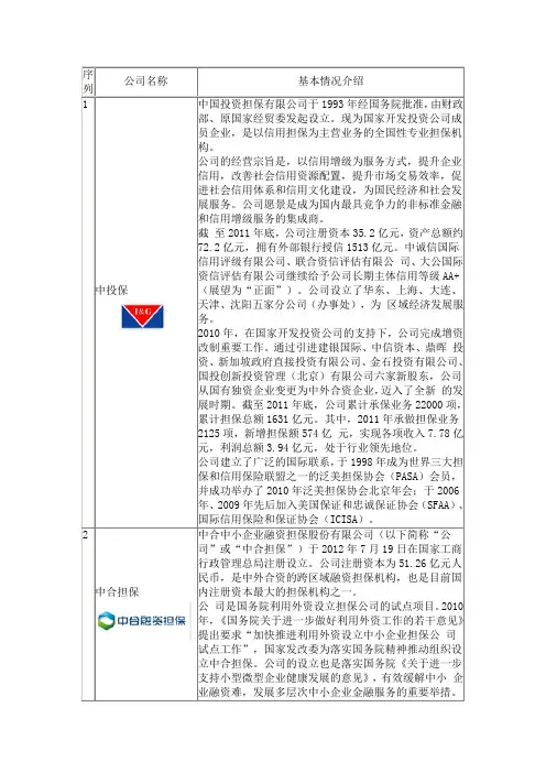 担保公司前十排名