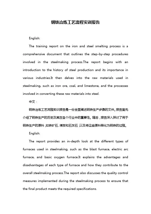 钢铁冶炼工艺流程实训报告