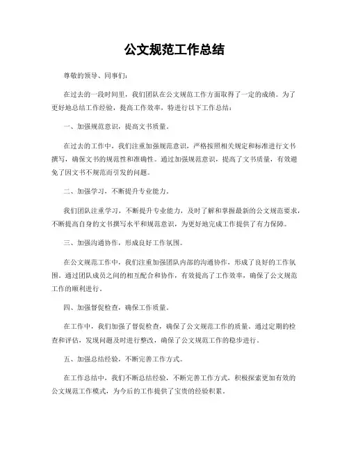 公文规范工作总结
