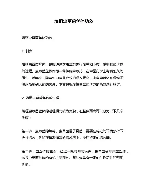 培植虫草菌丝体功效