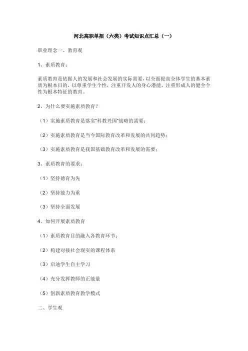 河北高职单招(六类)考试知识点汇总