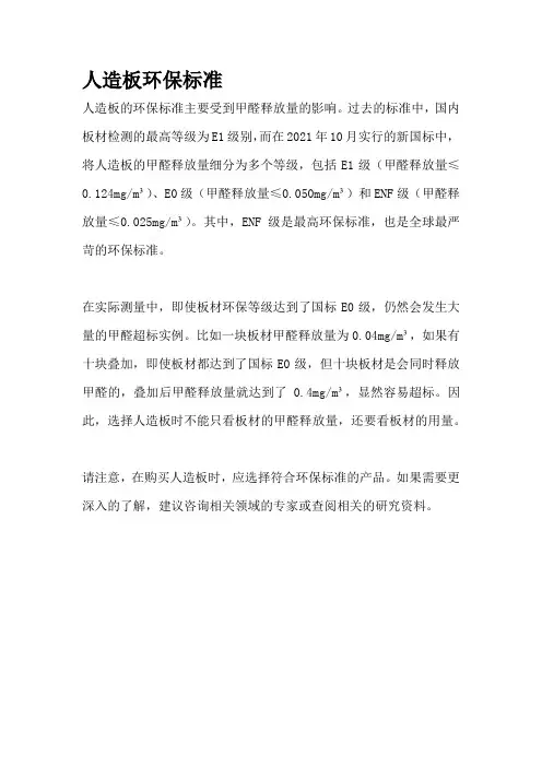 人造板环保标准
