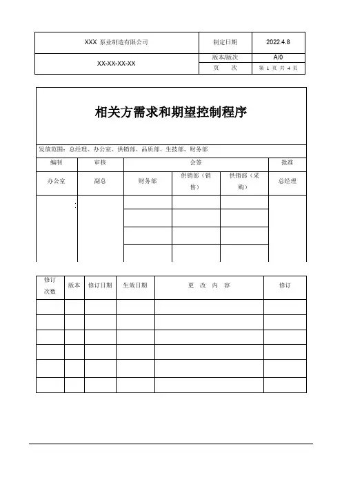 相关方需求和期望控制程序