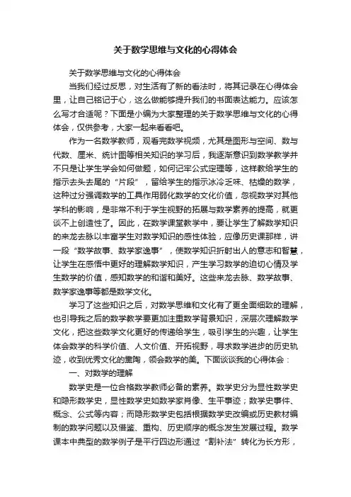 关于数学思维与文化的心得体会