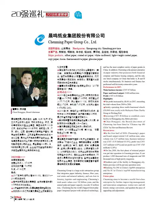 晨鸣纸业集团股份有限公司
