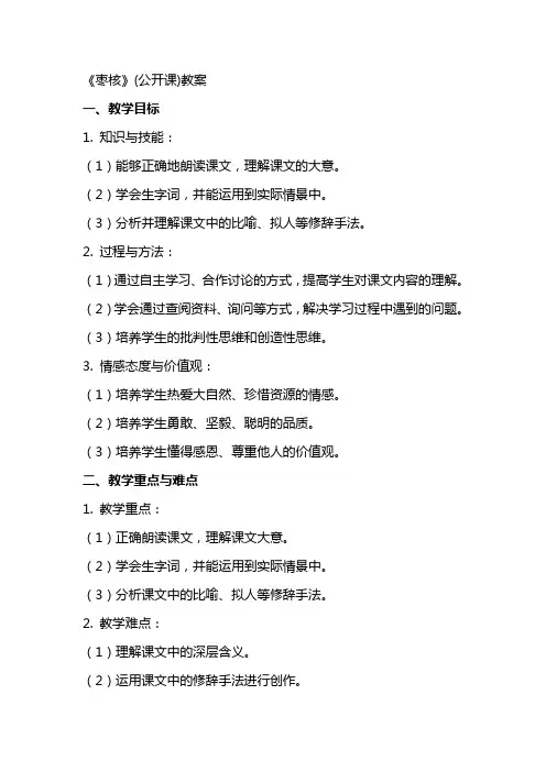 《枣核》(公开课)教案