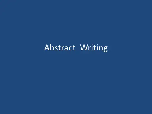 Abstract  Writing 英语摘要写作